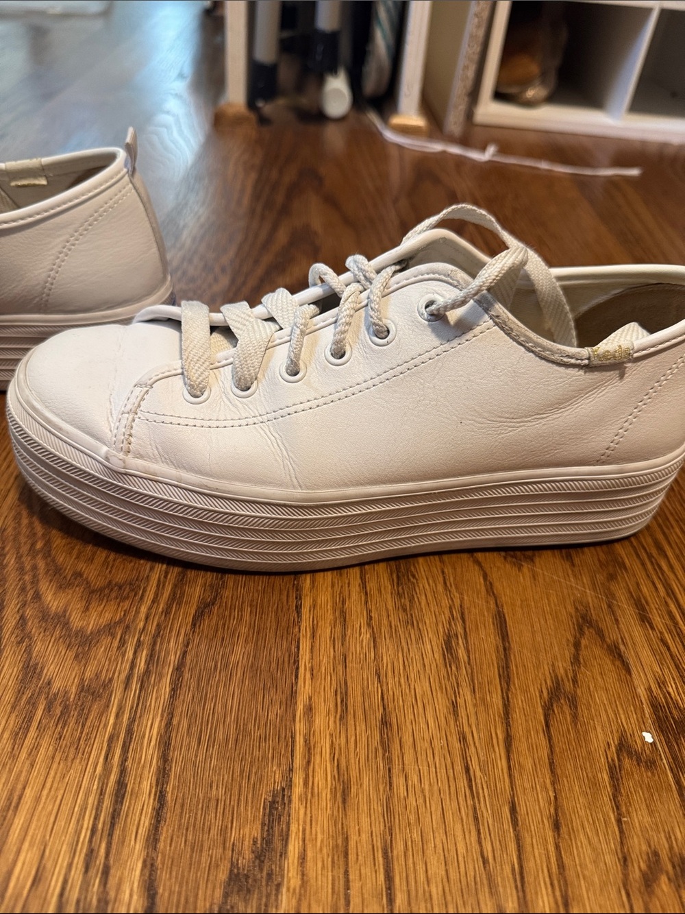 Keds White Leather Platform Sneakers - Picture 3 of 8